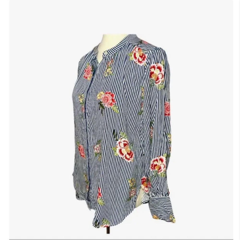 Loft blouse with striped floral pattern